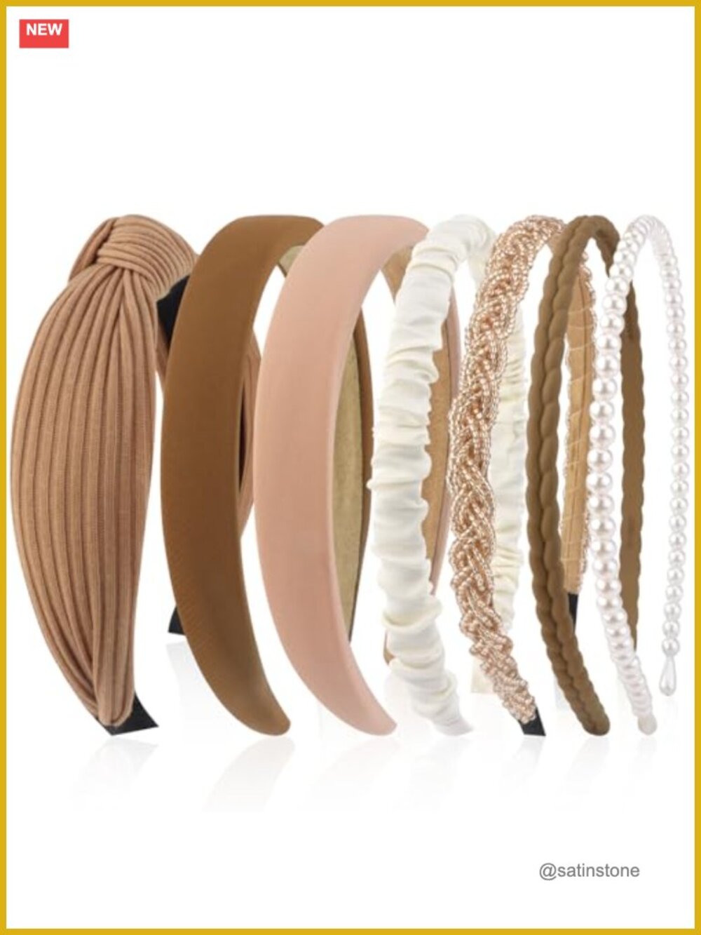 7pc Knotted Pearl Headbands for Women Non Slip Elastic Hair Accessories